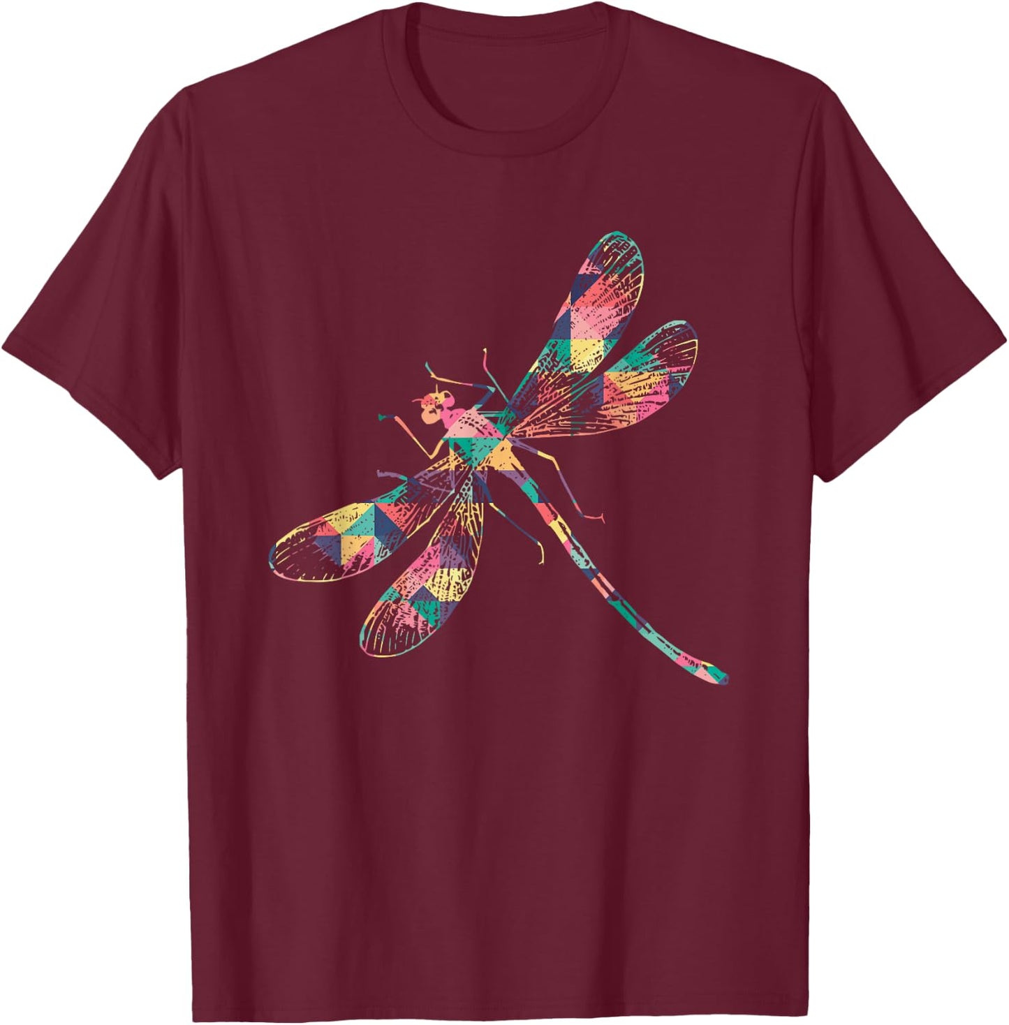 Dragonfly Abstract Color Summer Swarm Nymph Lover Girl Gift T-Shirt - T-Shirt | Maroon