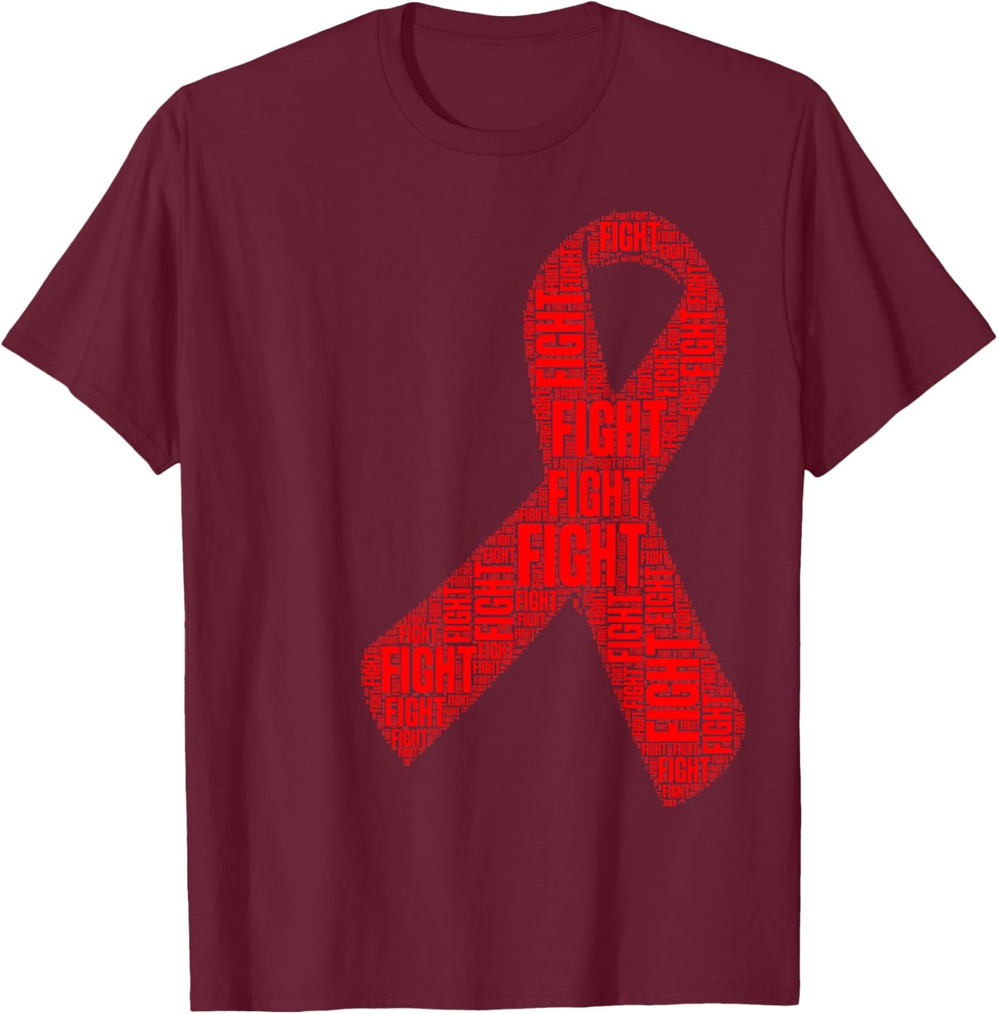 Red Ribbon Fight HIV AIDS Awareness T-Shirt - T-Shirt | Maroon