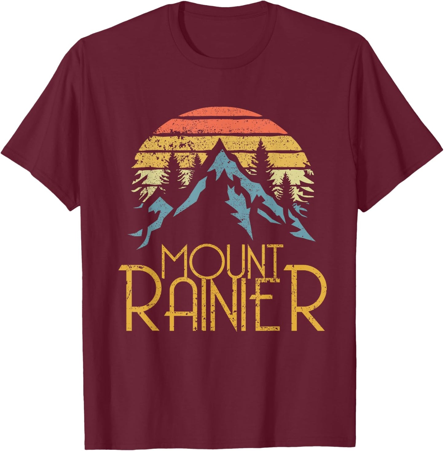 Vintage Retro Mount Rainier National Park WA Mountains Shirt T-Shirt - T-Shirt | Maroon