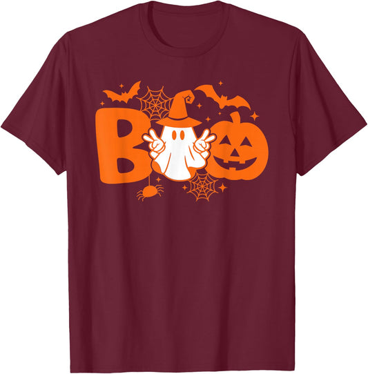 Funny Boo Cute Ghost Retro Halloween Costume T-Shirt - T-Shirt | Maroon