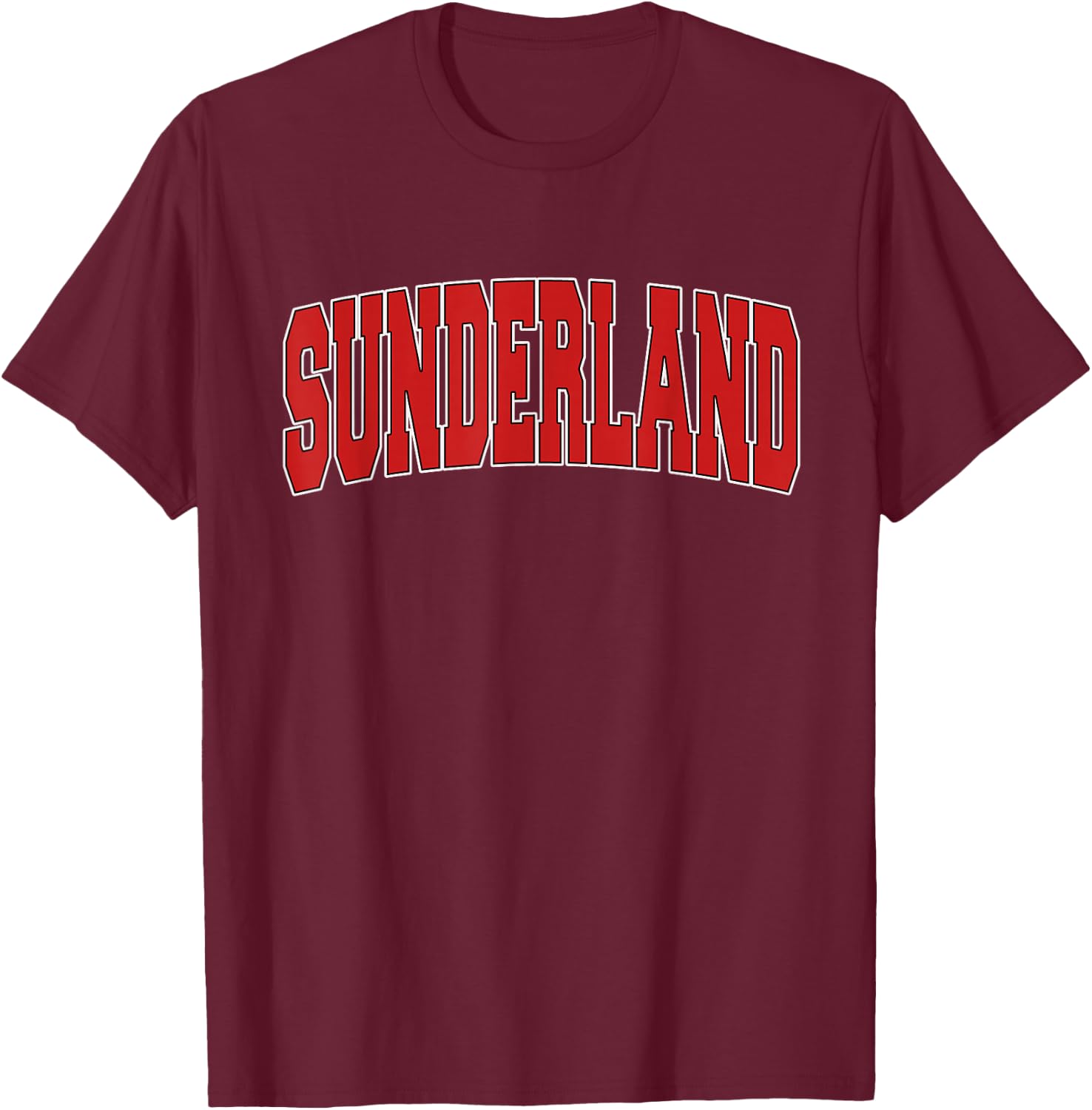 Sunderland Varsity Style Vintage Retro UK Sports T-Shirt - T-Shirt | Maroon