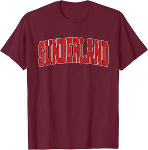 Sunderland Varsity Style Vintage Retro UK Sports T-Shirt - T-Shirt | Maroon