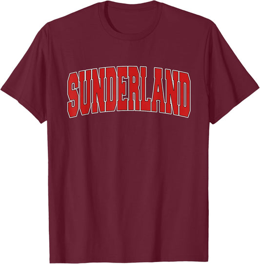Sunderland Varsity Style Vintage Retro UK Sports T-Shirt - T-Shirt | Maroon