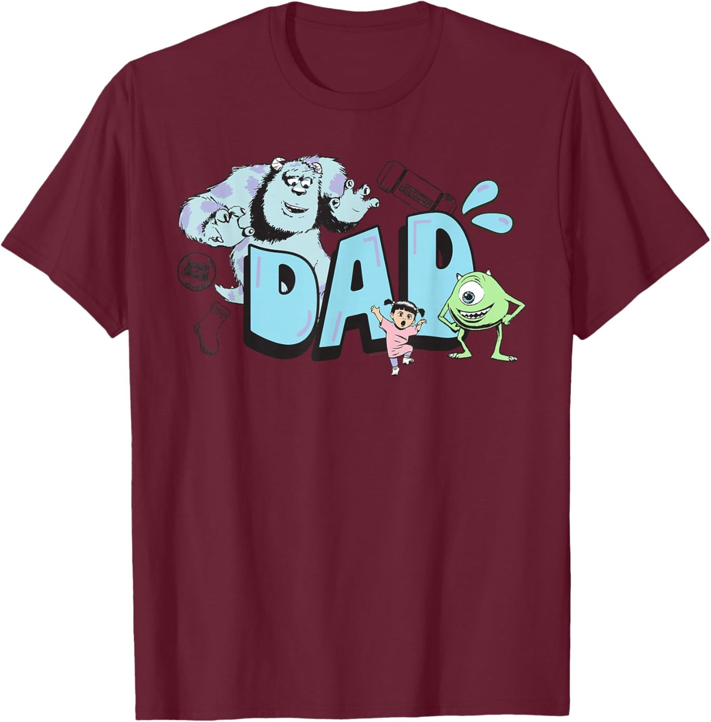 Disney & Pixar's Monsters, Inc. Dad Mike Sulley & Boo T-Shirt - T-Shirt | Maroon