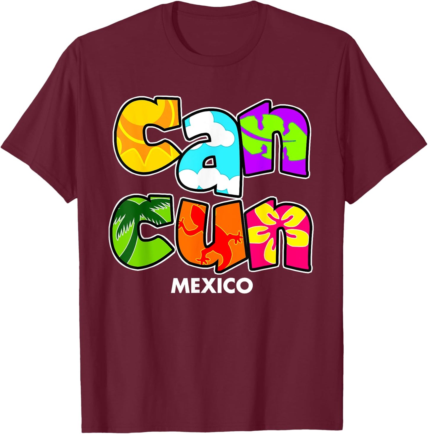 Cancun Mexico Souvenir Gift Spring Break Summer Vacation Men Women T-Shirt - T-Shirt | Maroon
