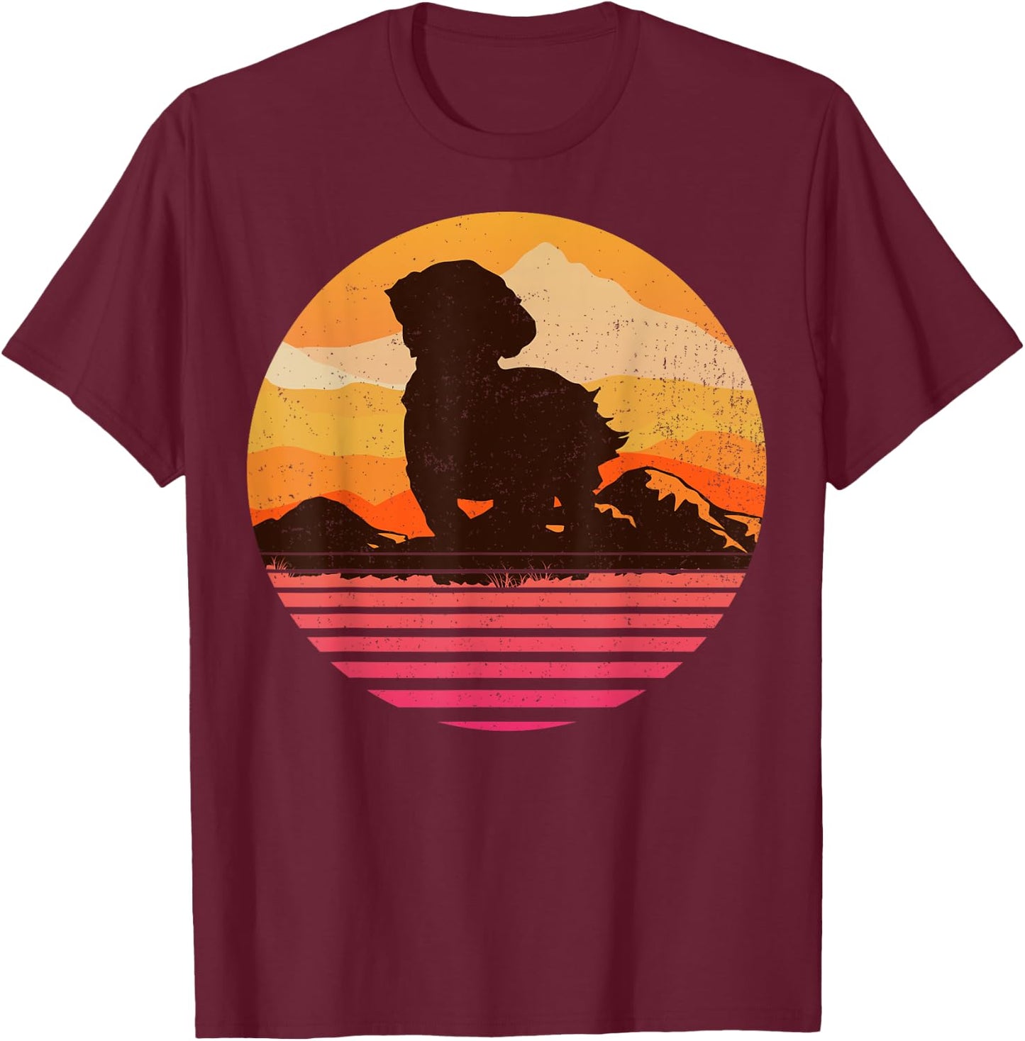 MAL-SHI With Sun Mountain Vintage Retro T-Shirt - T-Shirt | Maroon