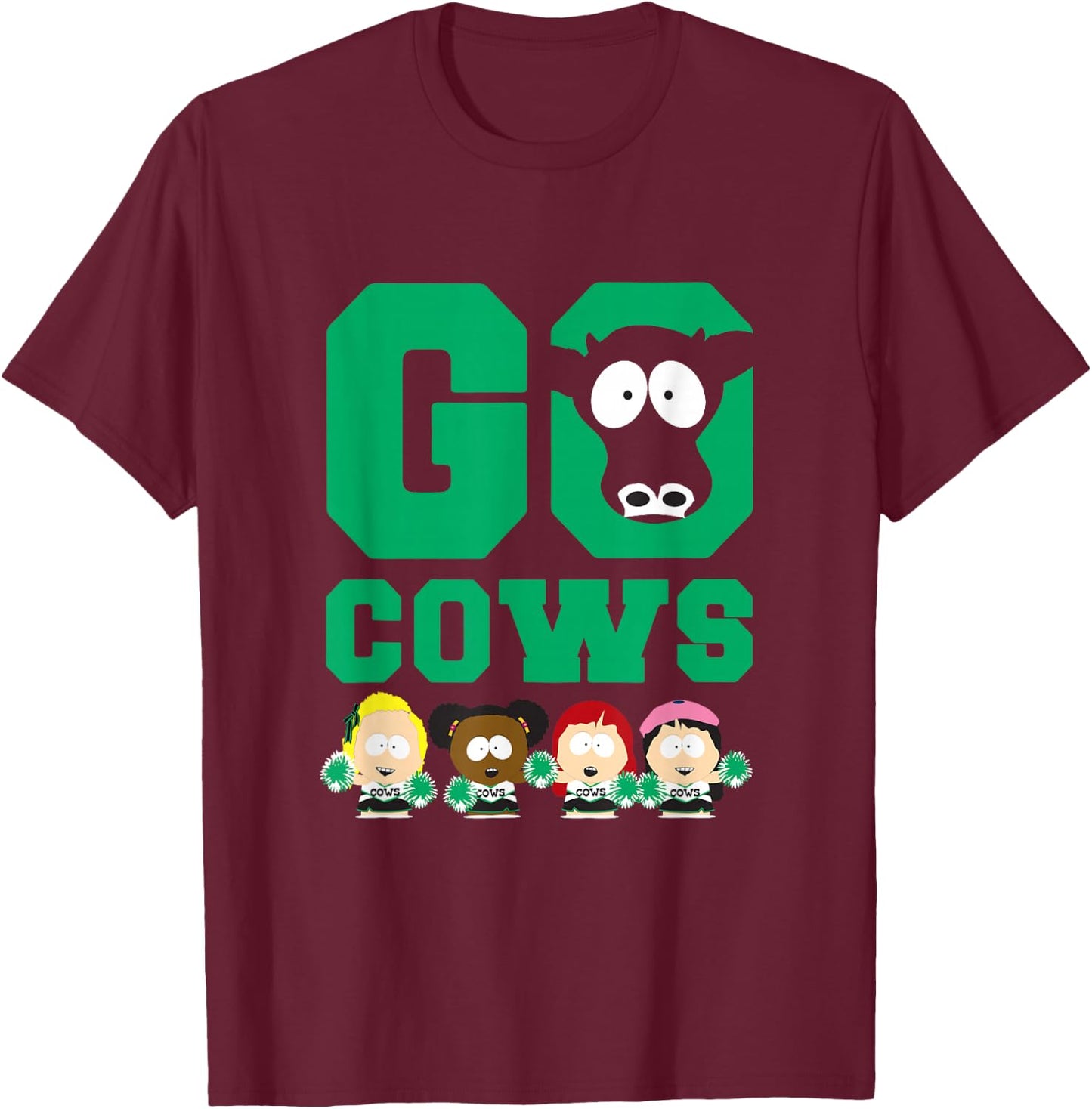 South Park Go Cows - Officially Licensed T-Shirt - T-Shirt | Maroon