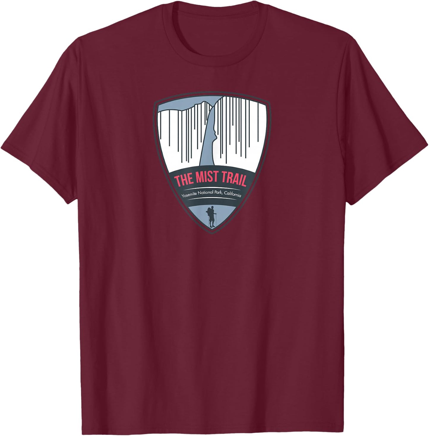 Mist Trail - Yosemite, California T-Shirt - T-Shirt | Maroon
