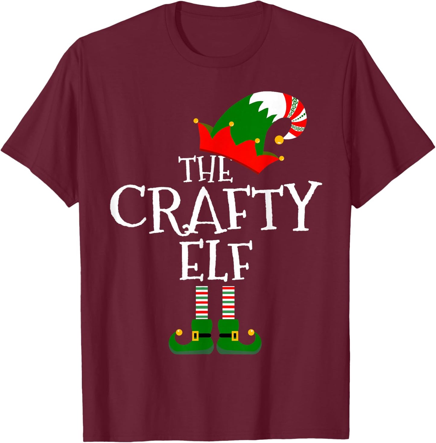 Funny The Crafty Elf Matching Family Group Gift Christmas T-Shirt - T-Shirt | Maroon
