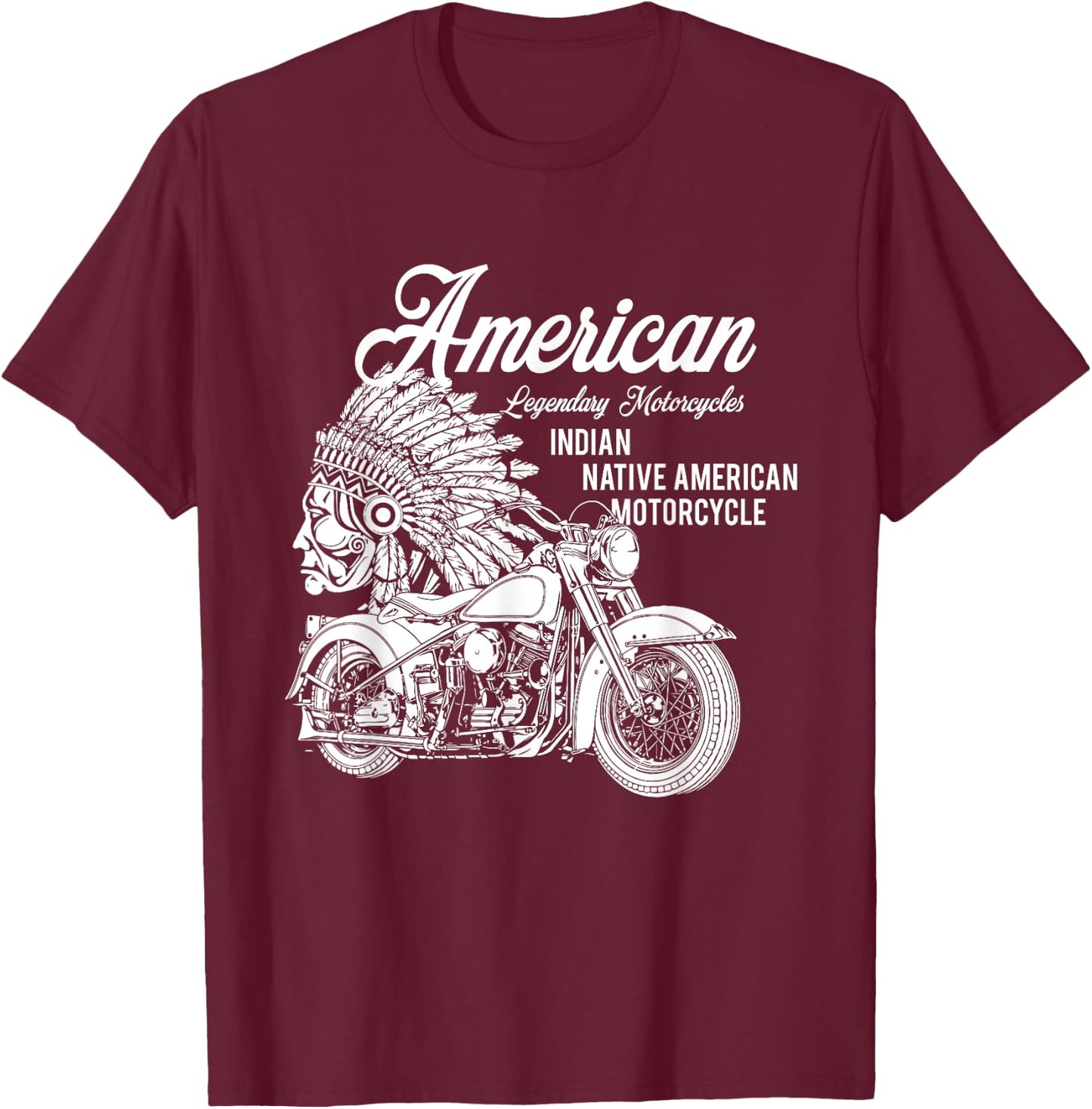 Motorcycle Indian native american bikers gift T-Shirt - T-Shirt | Maroon