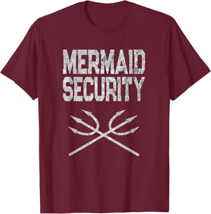 Mermaid Security Merman Tridents Fun Halloween Costume Party T-Shirt - T-Shirt | Maroon