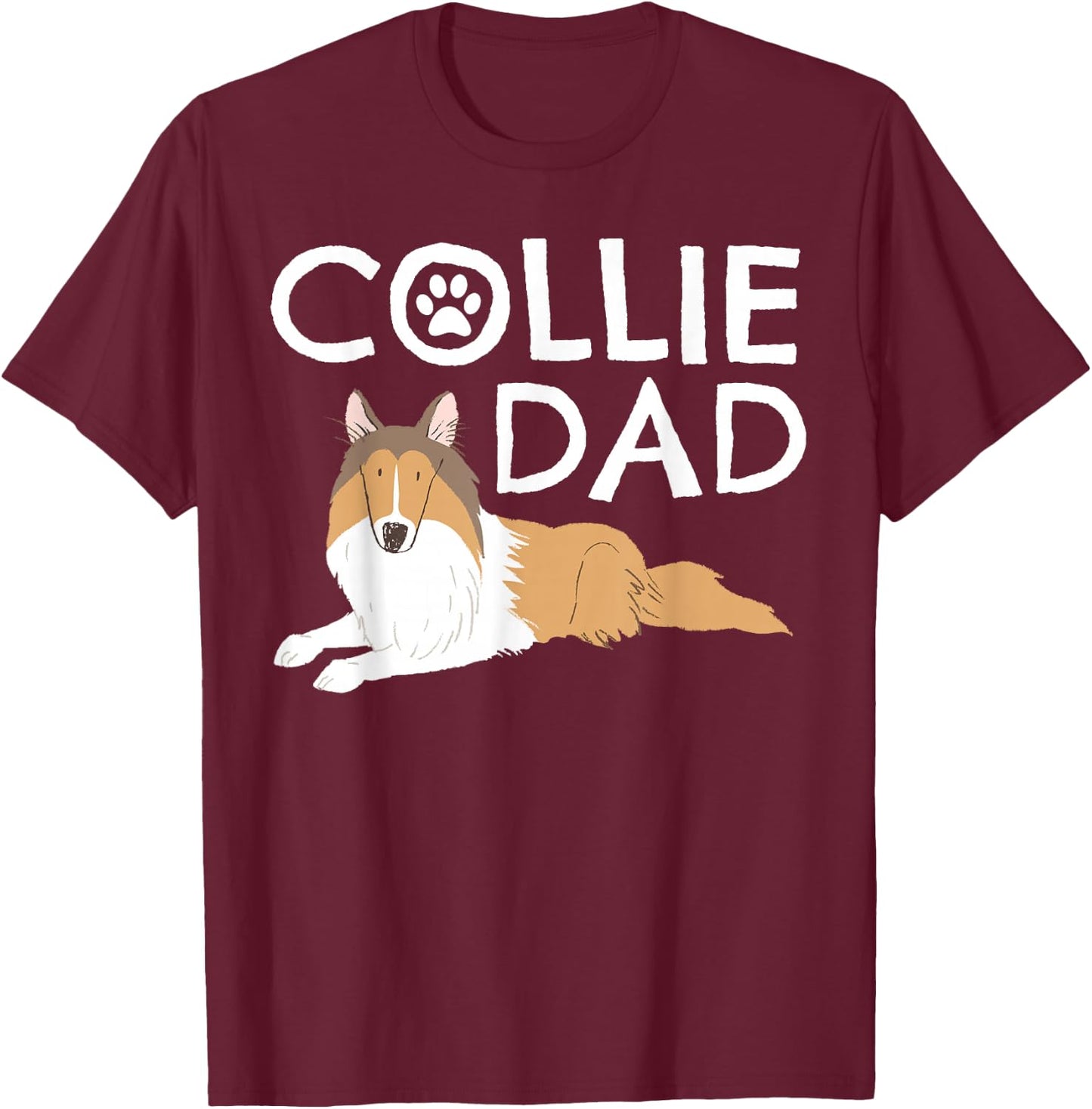 Collie Dad Cute Dog Puppy Pet Animal Lover Border Collie T-Shirt - T-Shirt | Maroon