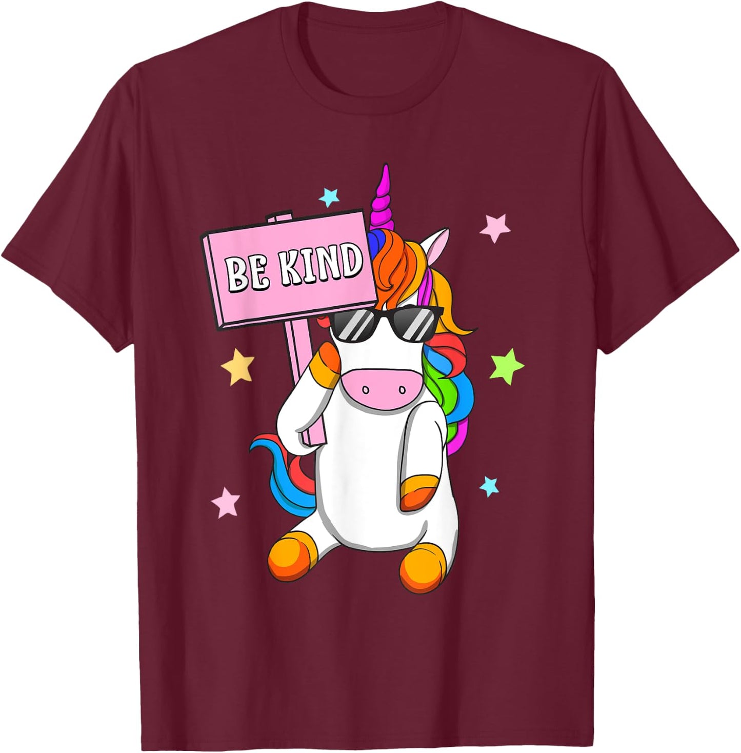 Choose Kindness Anti-Bullying Be Kind Girls Unicorn T-Shirt - T-Shirt | Maroon