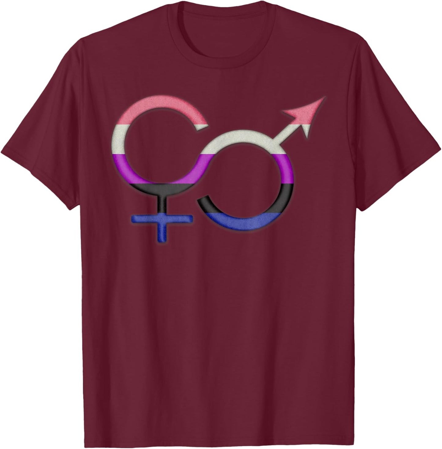 Gender Fluid Symbol in Pride Flag Colors T-Shirt - T-Shirt | Maroon