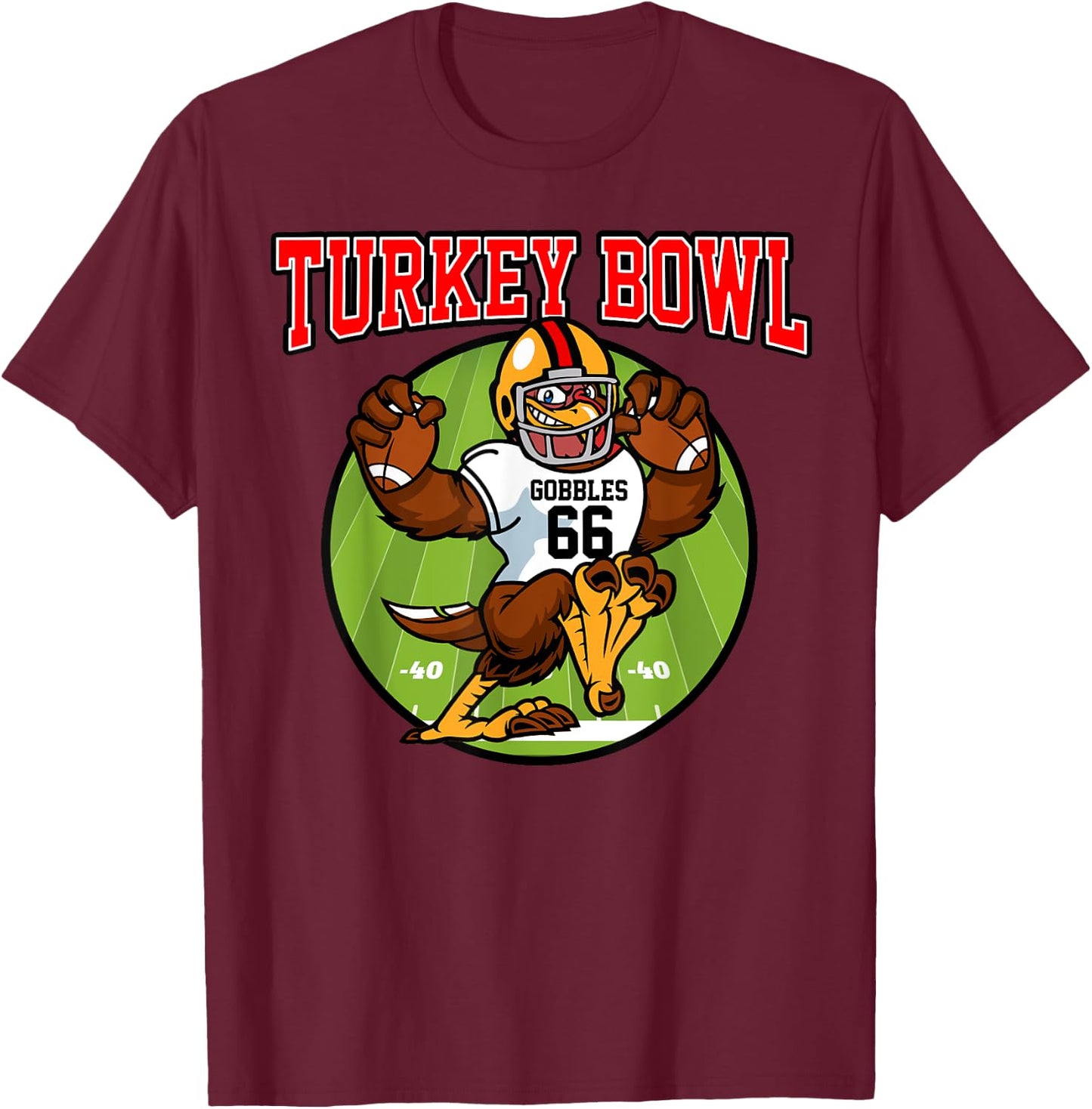 Turkey Bowl Thanksgiving | Funny Football Game Gift T-Shirt - T-Shirt | Maroon