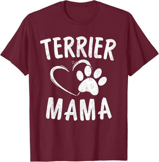 Terrier Mama Gift Bostie Yorkie Lover Apparel Dog Mom Men Women Kids T-Shirt - T-Shirt | Maroon
