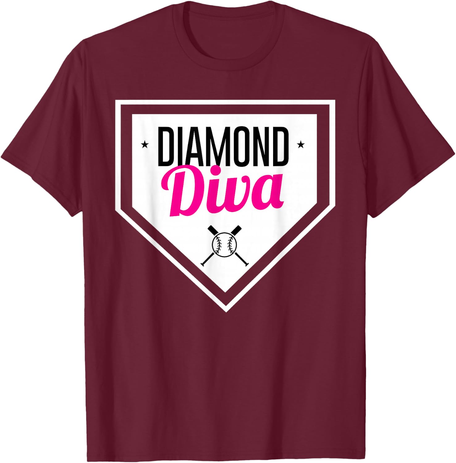 Diamond Diva Softball Sports Baseball Team MVP T-Shirt - T-Shirt | Maroon