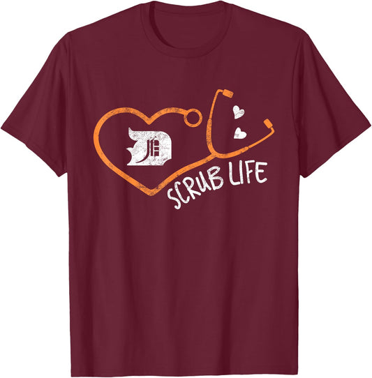 Scrub Life Detroit Michigan Nurse Medical Professional Gift T-Shirt - T-Shirt | Maroon