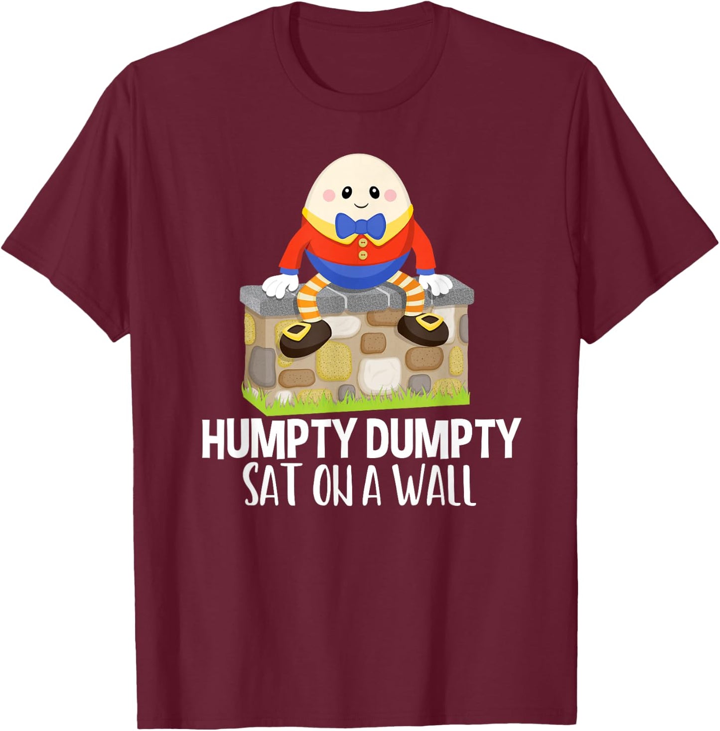 Humpty Dumpty Kids Nursery Rhyme T-Shirt - T-Shirt | Maroon