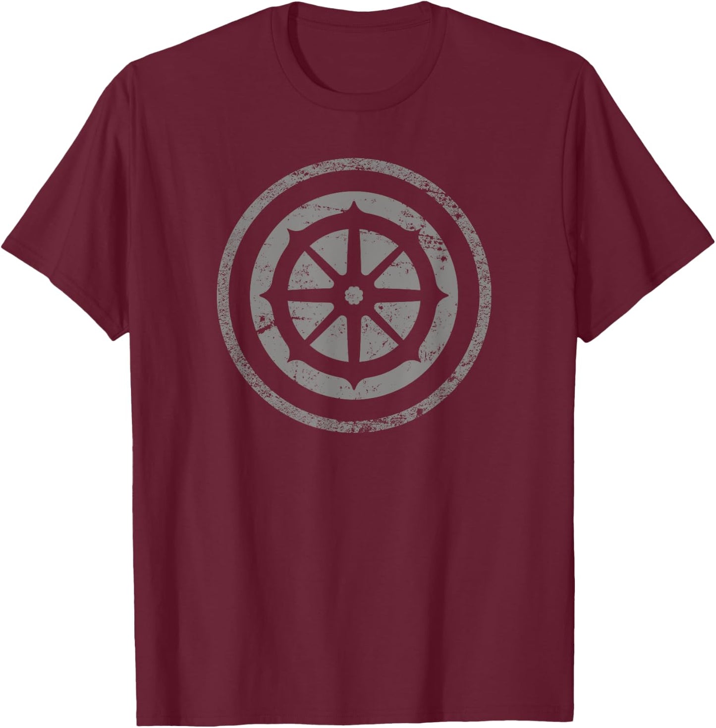 Vintage Dharmachakra Shirt, Buddhist Shirt & Women T-Shirt - T-Shirt | Maroon