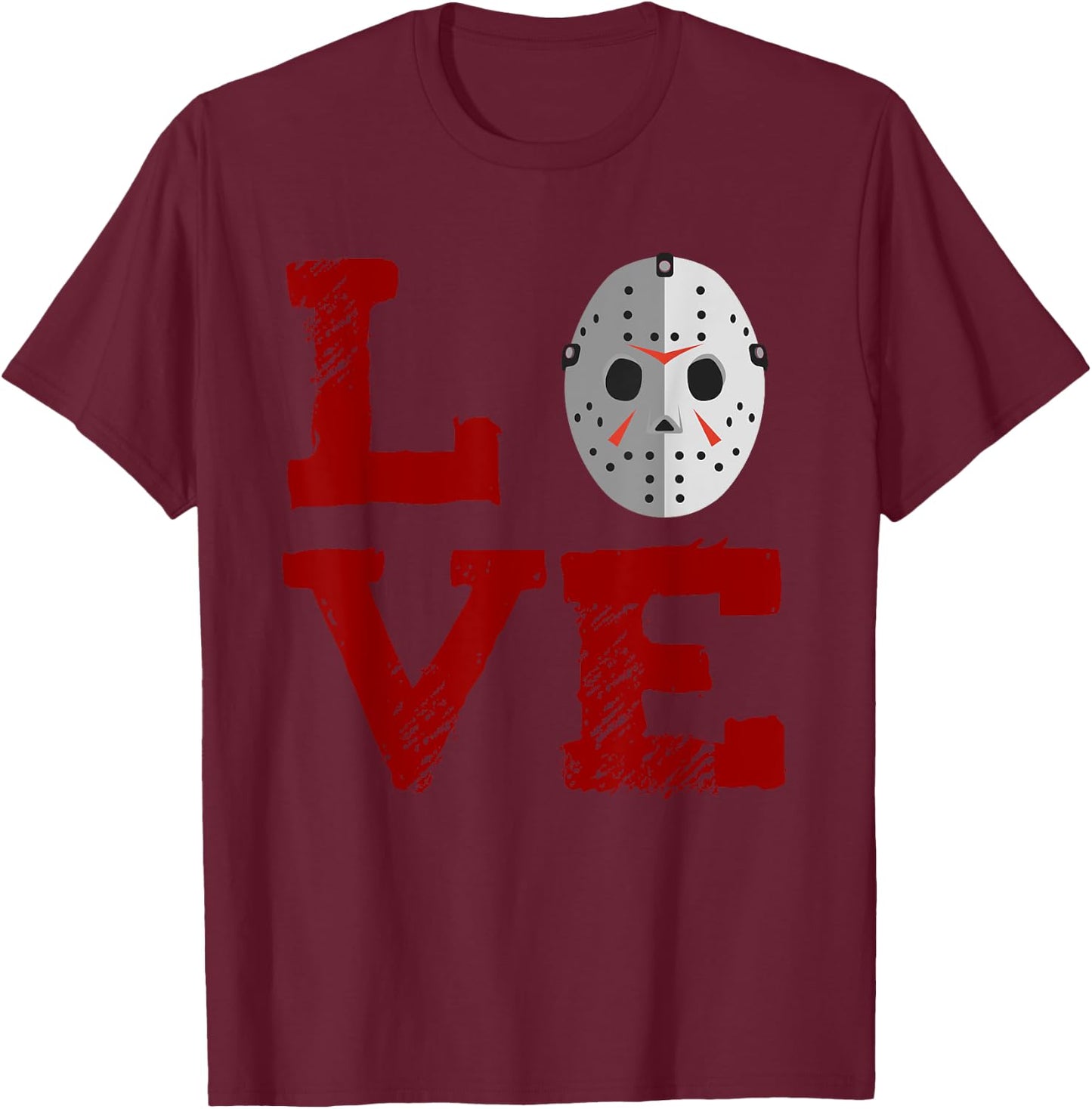 Jason Mask Love Shirt T-Shirt - T-Shirt | Maroon