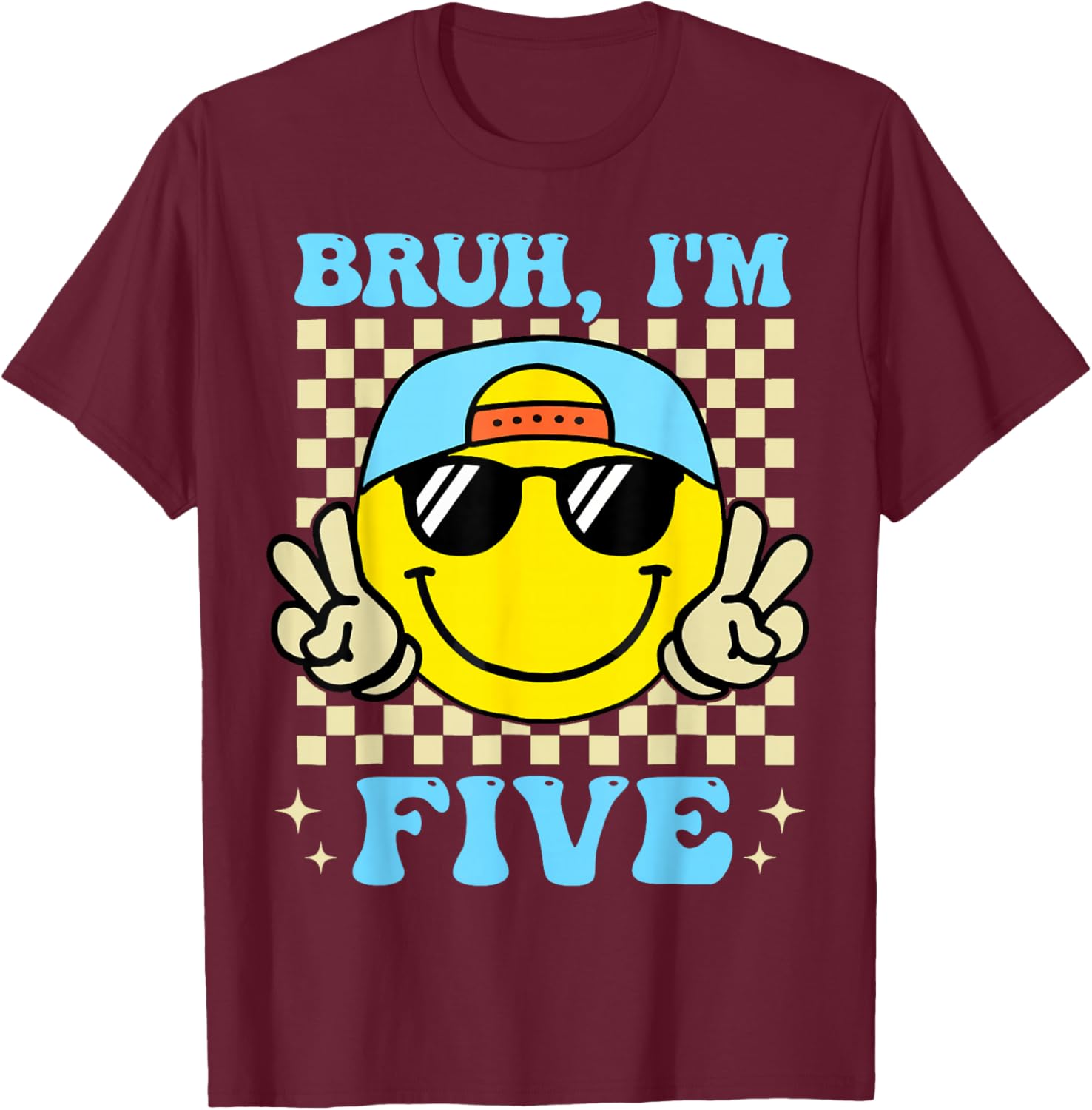 Funny Bruh I'm Five 5th Birthday Boys Girls 5 Years Old T-Shirt - T-Shirt | Maroon