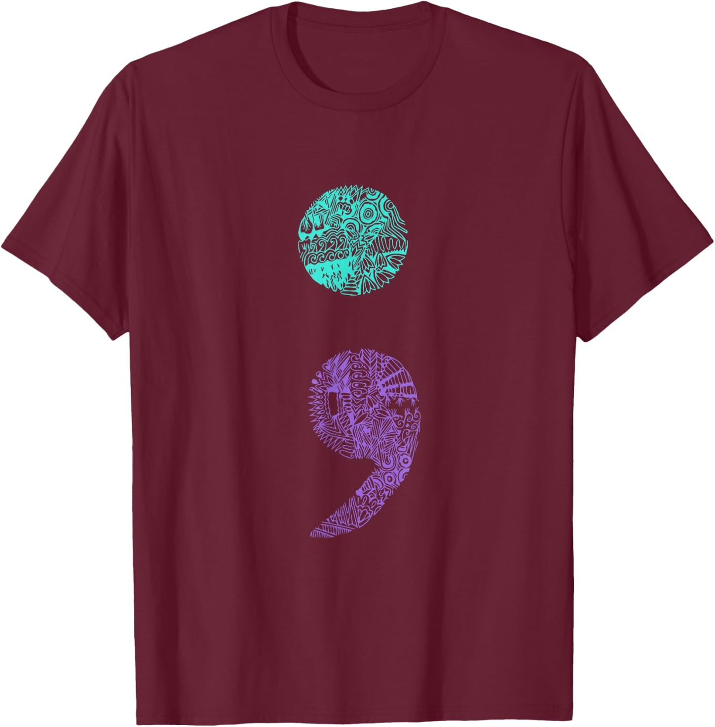 Semicolon Gift Suicide Prevention Awareness T-Shirt - T-Shirt | Maroon
