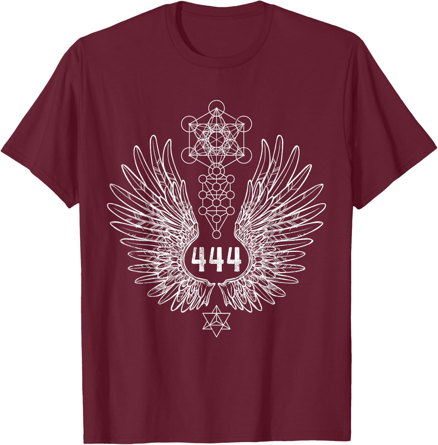 Angel Number 444 Sacred Geometry Healing T-Shirt - T-Shirt | Maroon