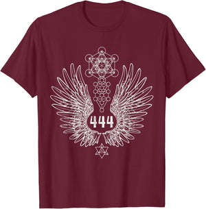 Angel Number 444 Sacred Geometry Healing T-Shirt - T-Shirt | Maroon