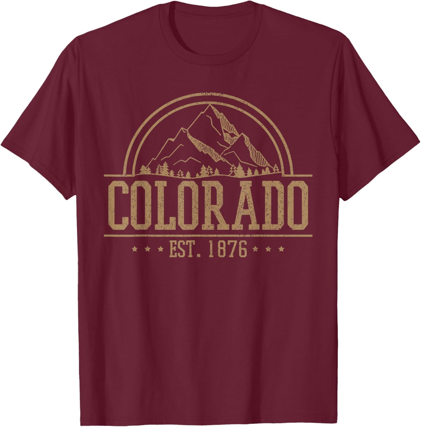Colorado - Rocky Mountains Est. 1876 Hiking Outdoor Gift T-Shirt - T-Shirt | Maroon