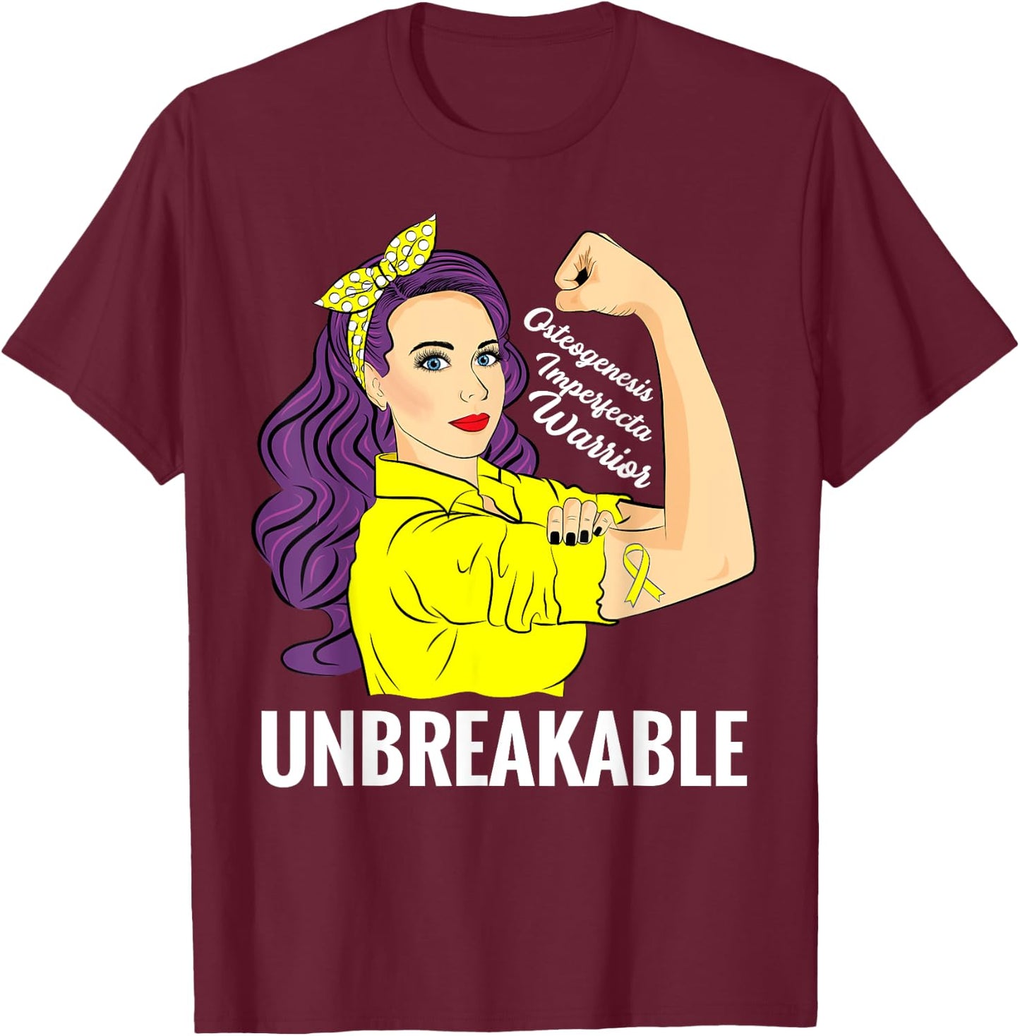 Osteogenesis Imperfecta Wishbone Day Awareness T-Shirt - T-Shirt | Maroon