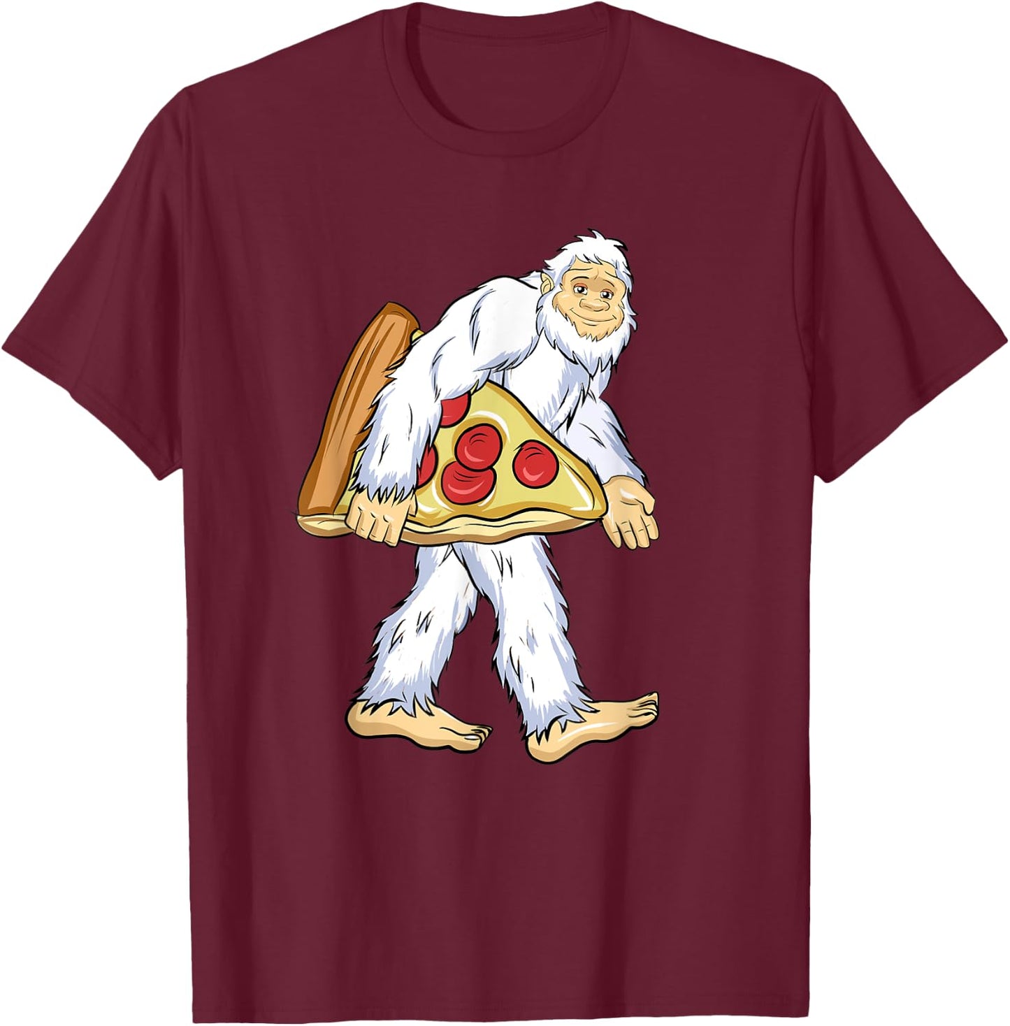 Yeti I Believe Lover Funny Monster Ape Man Pizza Snowman T-Shirt - T-Shirt | Maroon