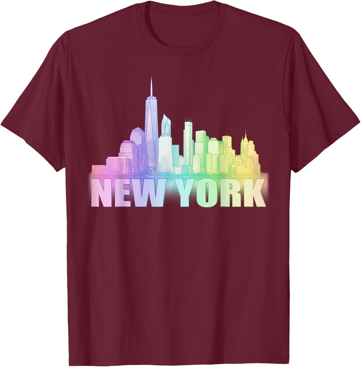 NYC New York City Skyline Souvenir Liberty Tower T-Shirt - T-Shirt | Maroon