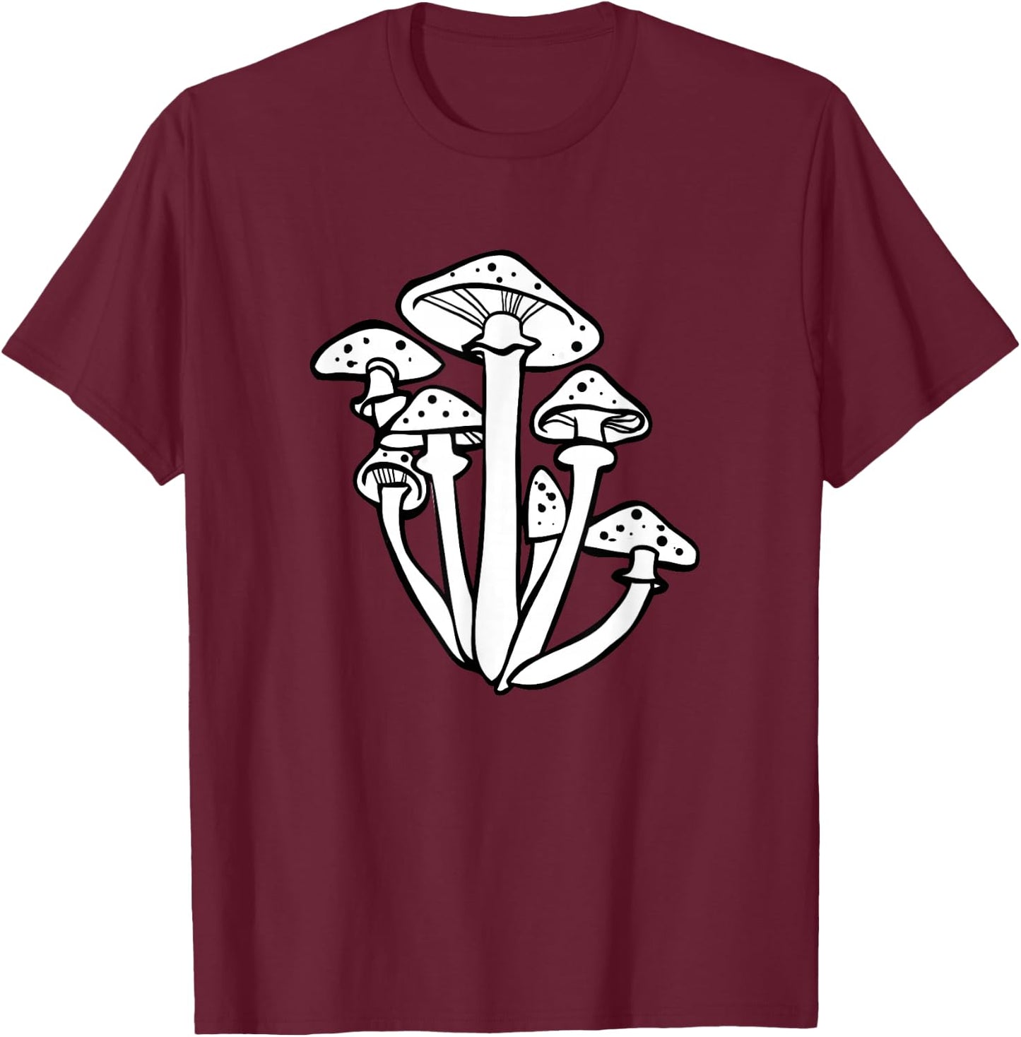White Mushroom Art Mycologist Gear Mushroom Growers Mycology T-Shirt - T-Shirt | Maroon