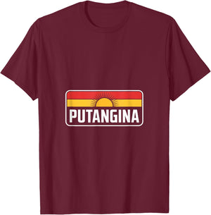 Funny Putangina Saying Striped Sun Vector Graphic T-Shirt - T-Shirt | Maroon