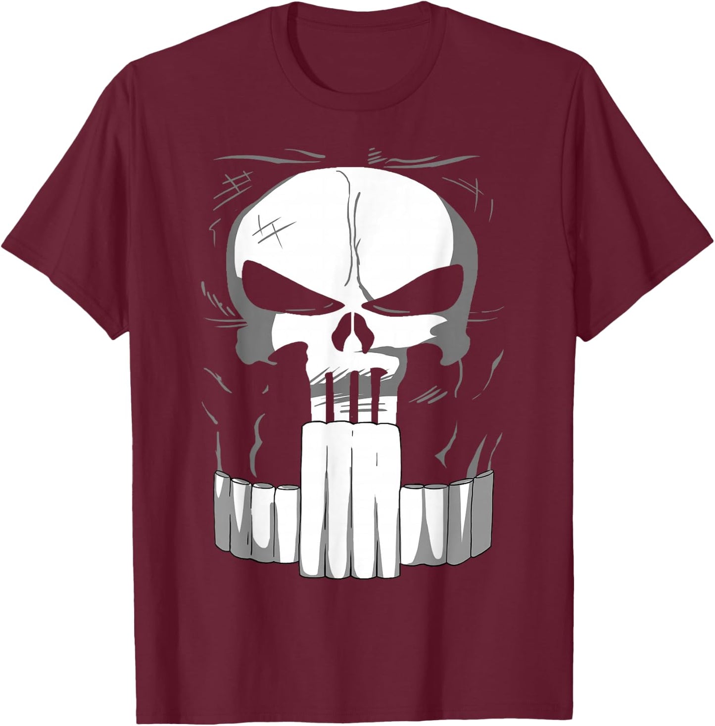 Marvel Punisher Classic Skull Halloween Costume T-Shirt - T-Shirt | Maroon