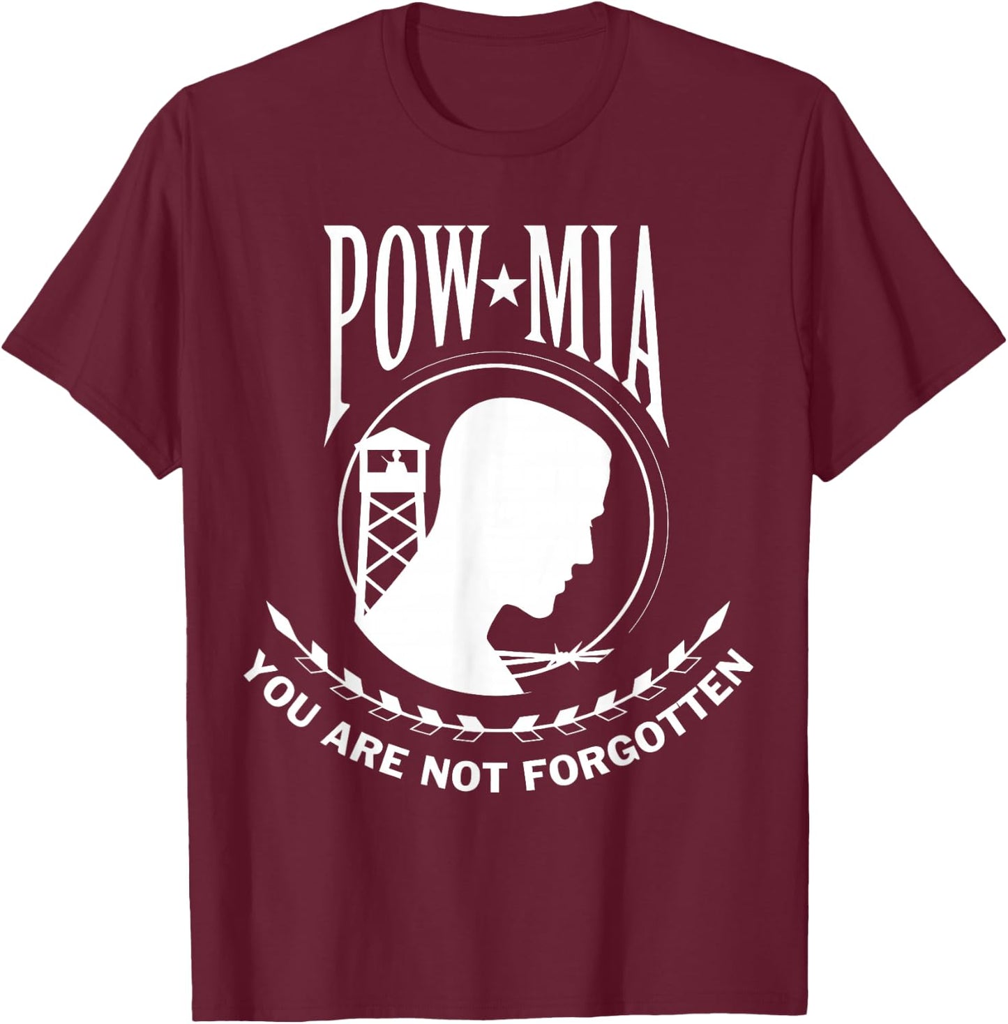 POW MIA Flag You are Not Forgotten USA T-Shirt - T-Shirt | Maroon