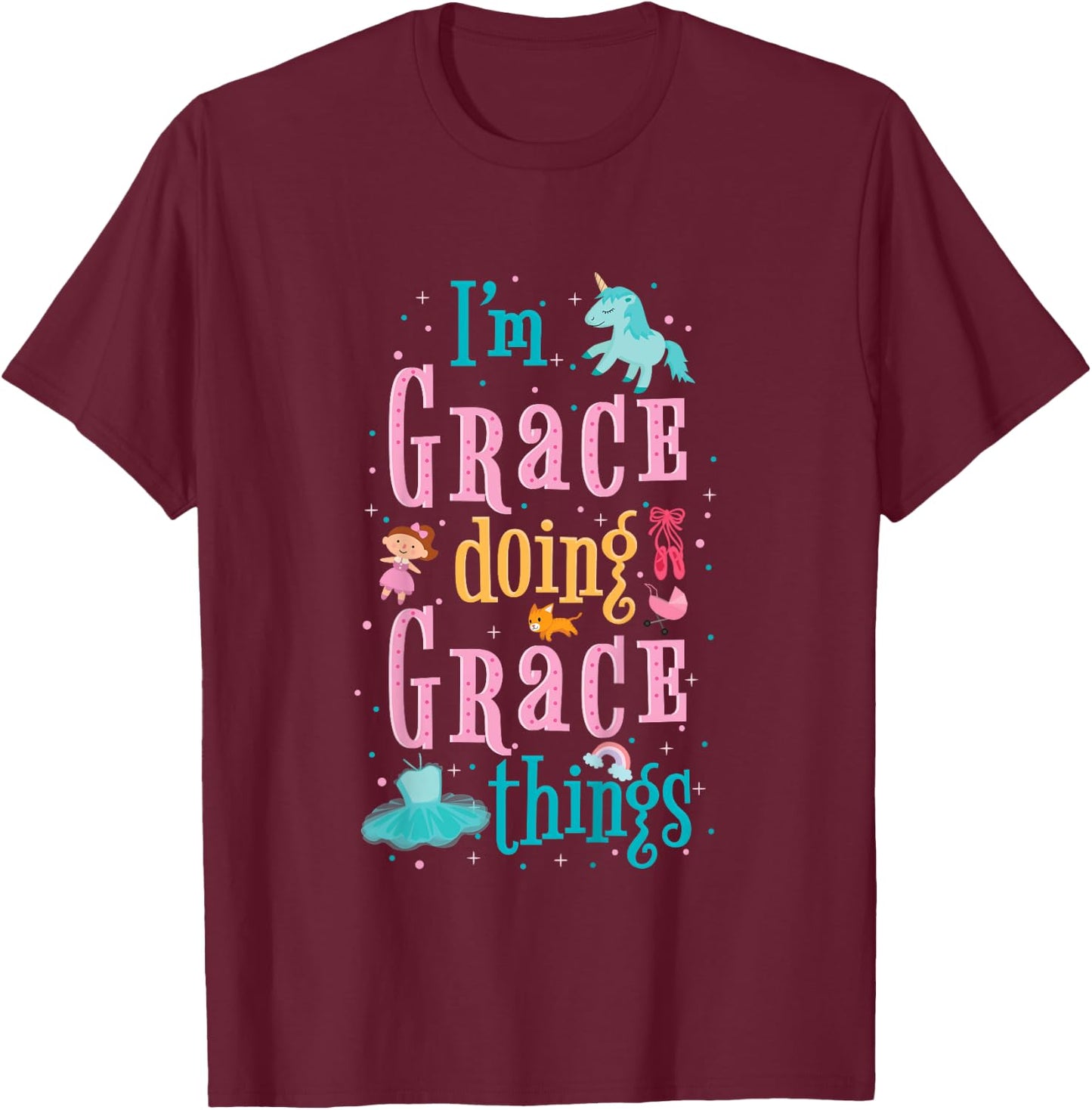 Cute shirt for kids or toddlers named Grace T-Shirt - T-Shirt | Maroon