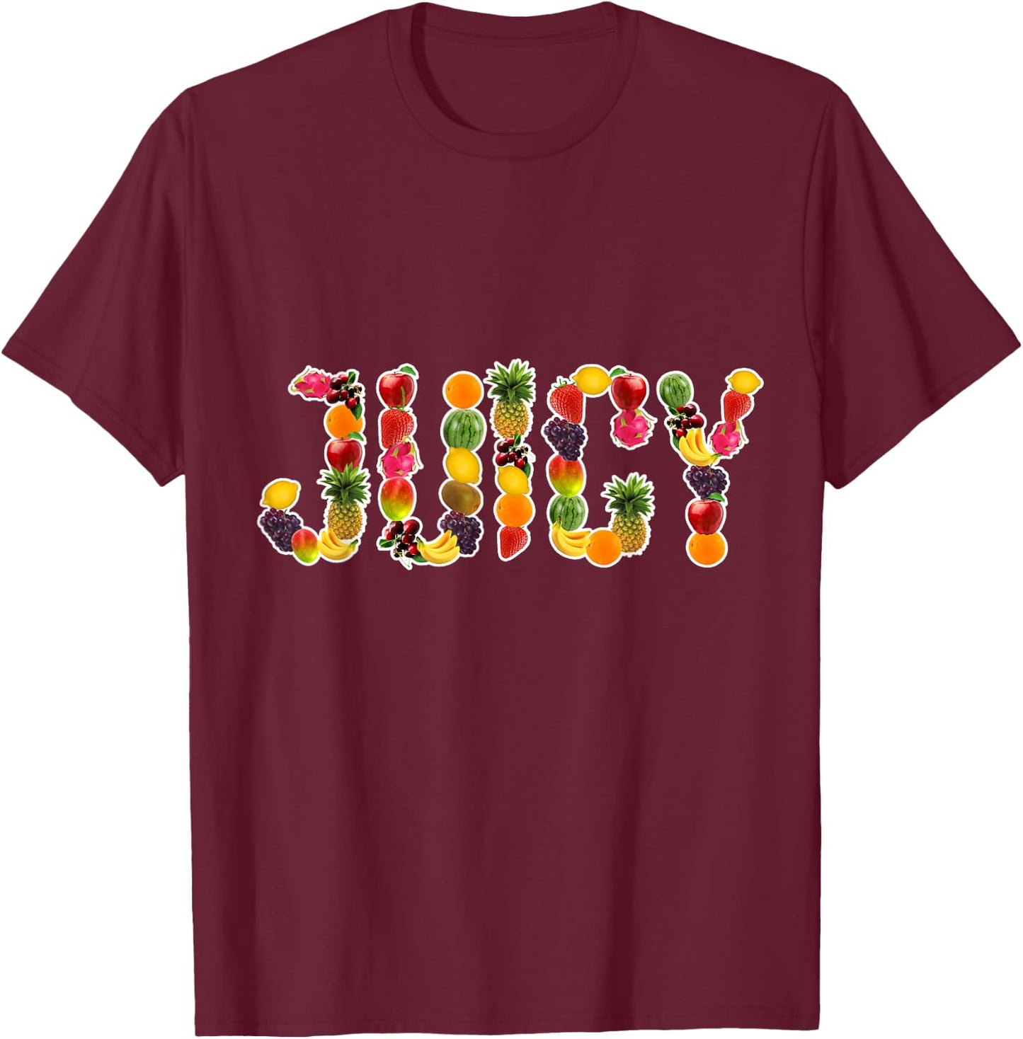 Fruit Aparrel & Outfits for Fruitarism Juicy Fruitarian Design Fruit Lover Black Small T-Shirt - T-Shirt | Maroon