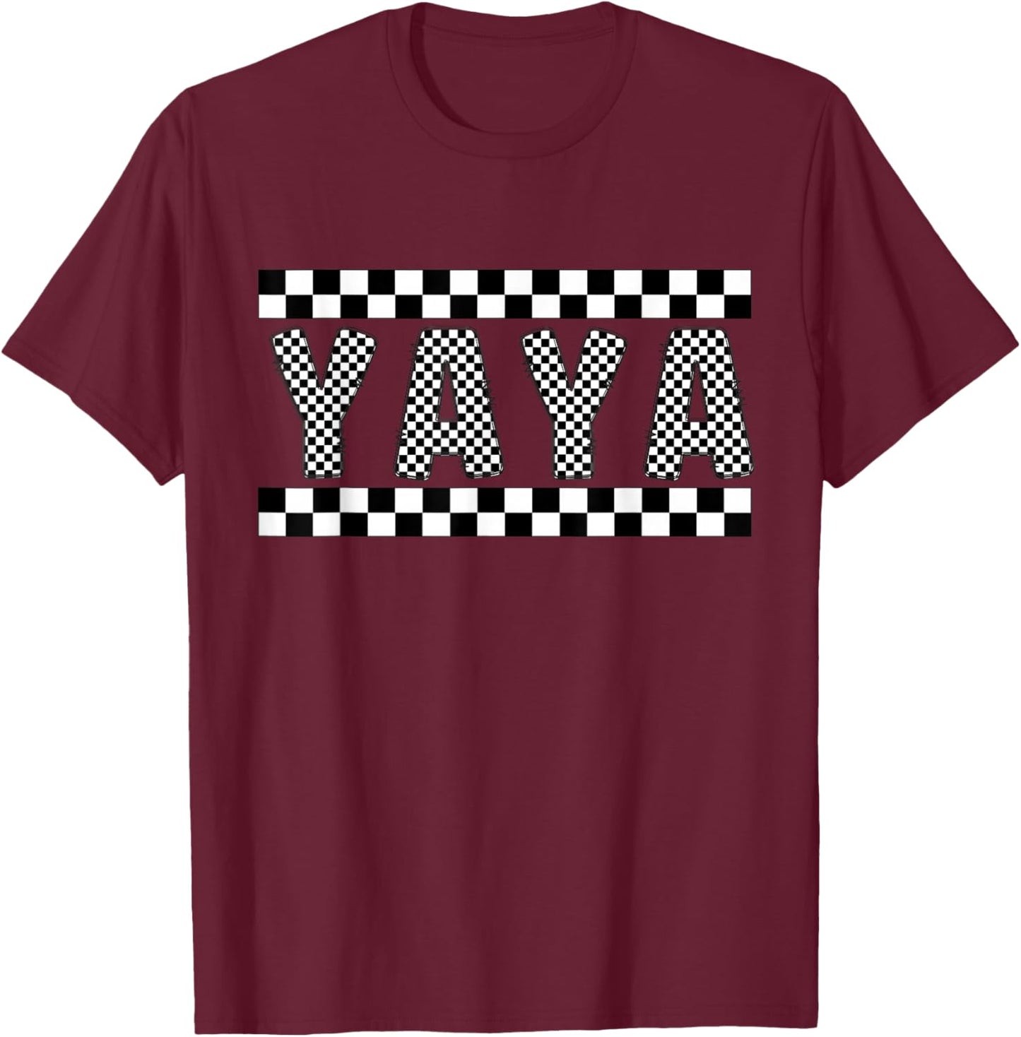 YAYA retro checker checkered T-Shirt - T-Shirt | Maroon