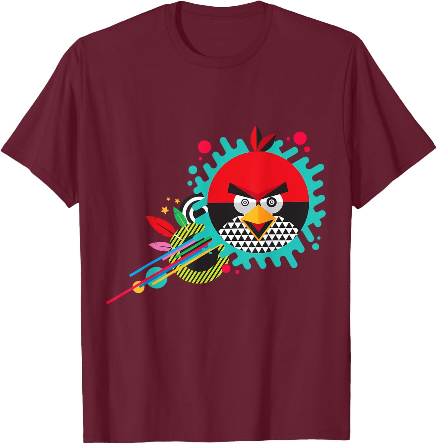 Angry Birds Red Geometric Official Merchandise T-Shirt - T-Shirt | Maroon