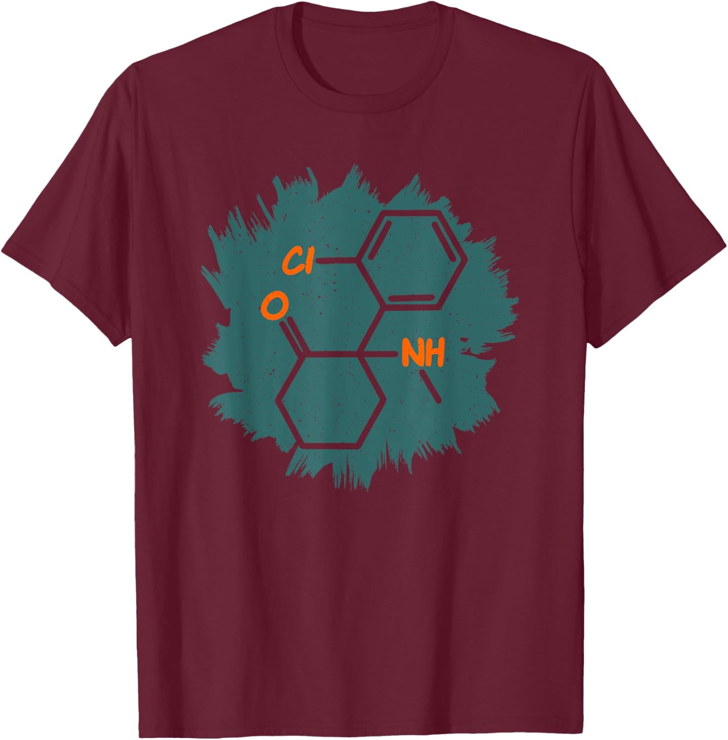 Ketamine Molecule | Anesthetic Drug T Shirt T-Shirt - T-Shirt | Maroon
