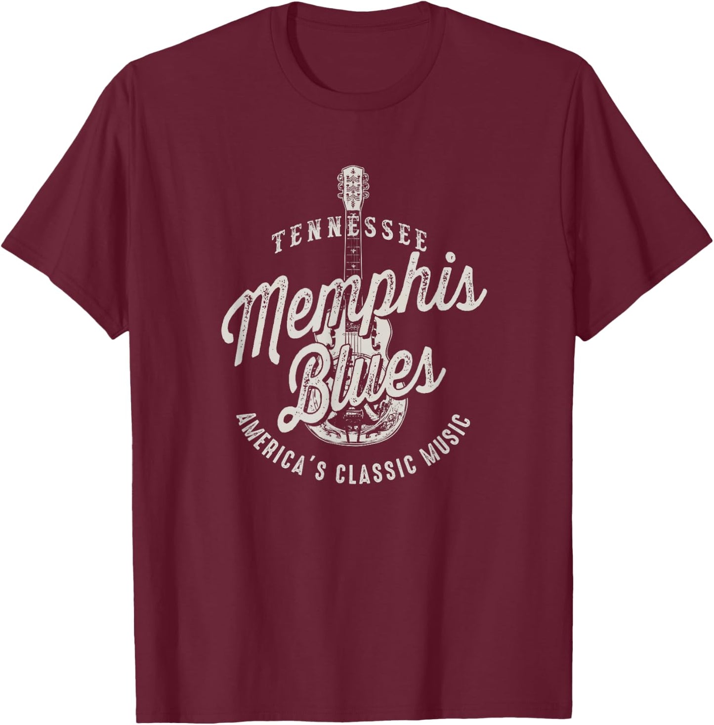 Memphis Blues Music USA Guitar Vintage T-Shirt - T-Shirt | Maroon