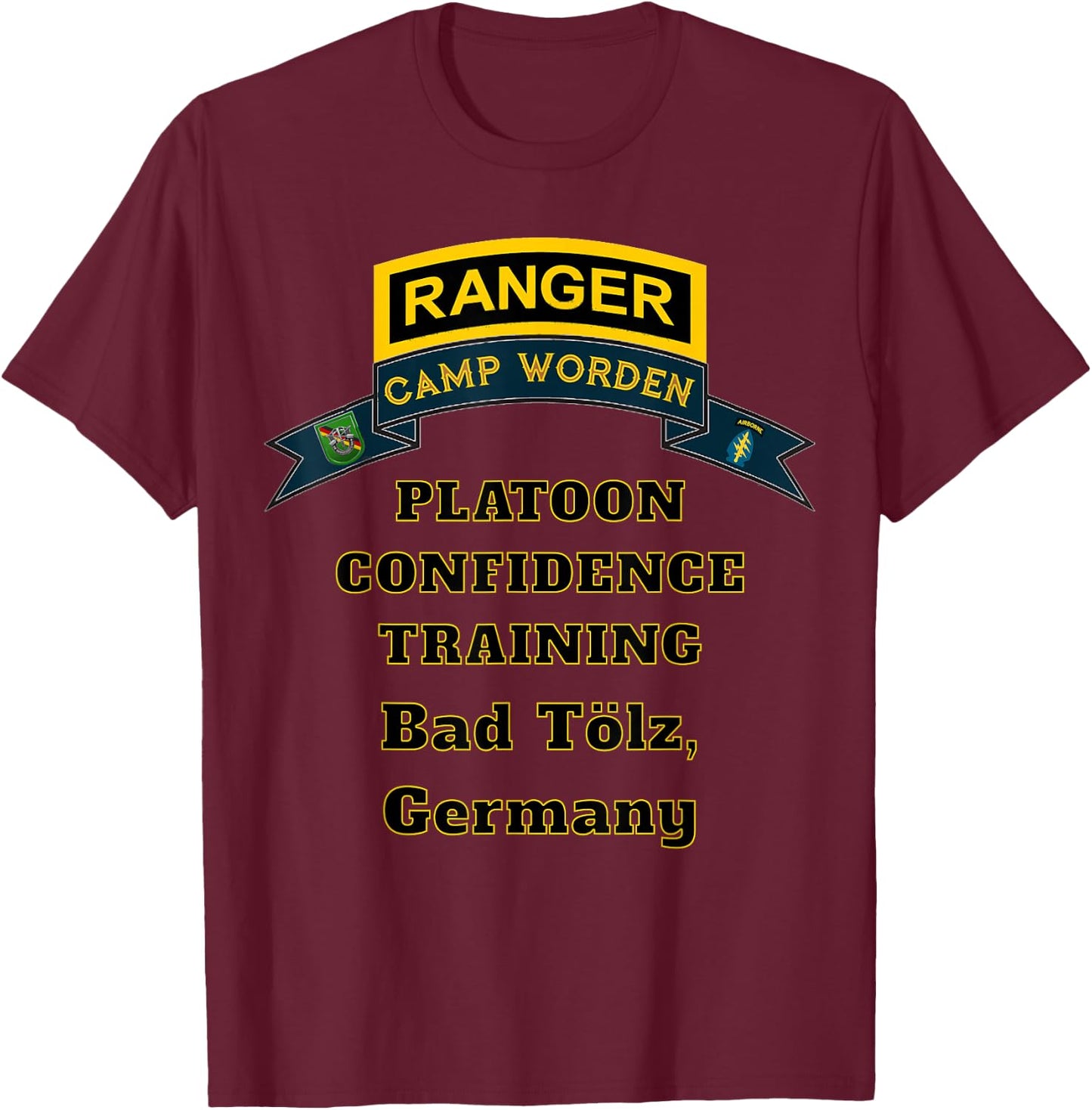 Camp Worden Platoon Confidence Training Dark Color T-Shirt - T-Shirt | Maroon
