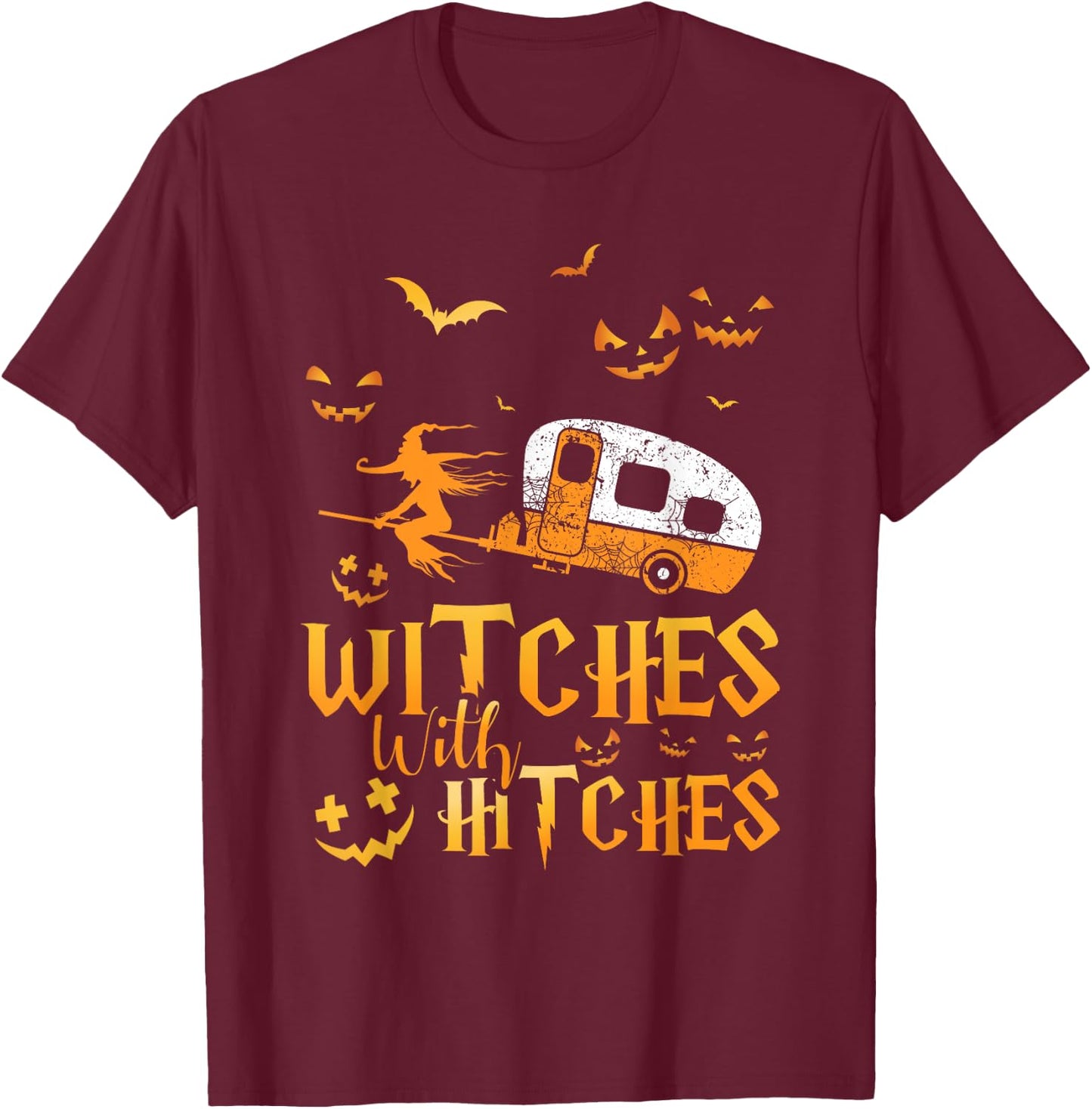 Witches With Hitches Camping T-Shirt - T-Shirt | Maroon