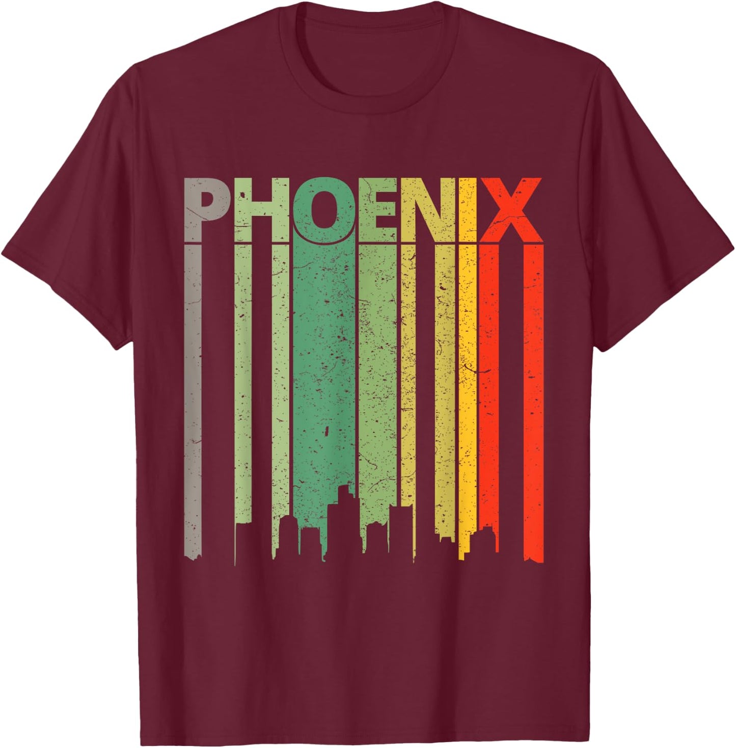 Phoenix Shirt | 80's Vintage Retro Phoenix Skyline T-Shirt - T-Shirt | Maroon