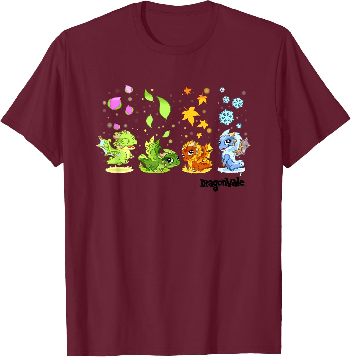 DragonVale: The Four Seasonal Dragon T-Shirt - T-Shirt | Maroon