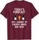 Funny Chicken Wing Fan - Today's Forecast Beer T-Shirt - T-Shirt | Maroon