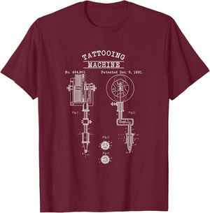 Schematic Representation of a Tattoo Machine T-Shirt - T-Shirt | Maroon