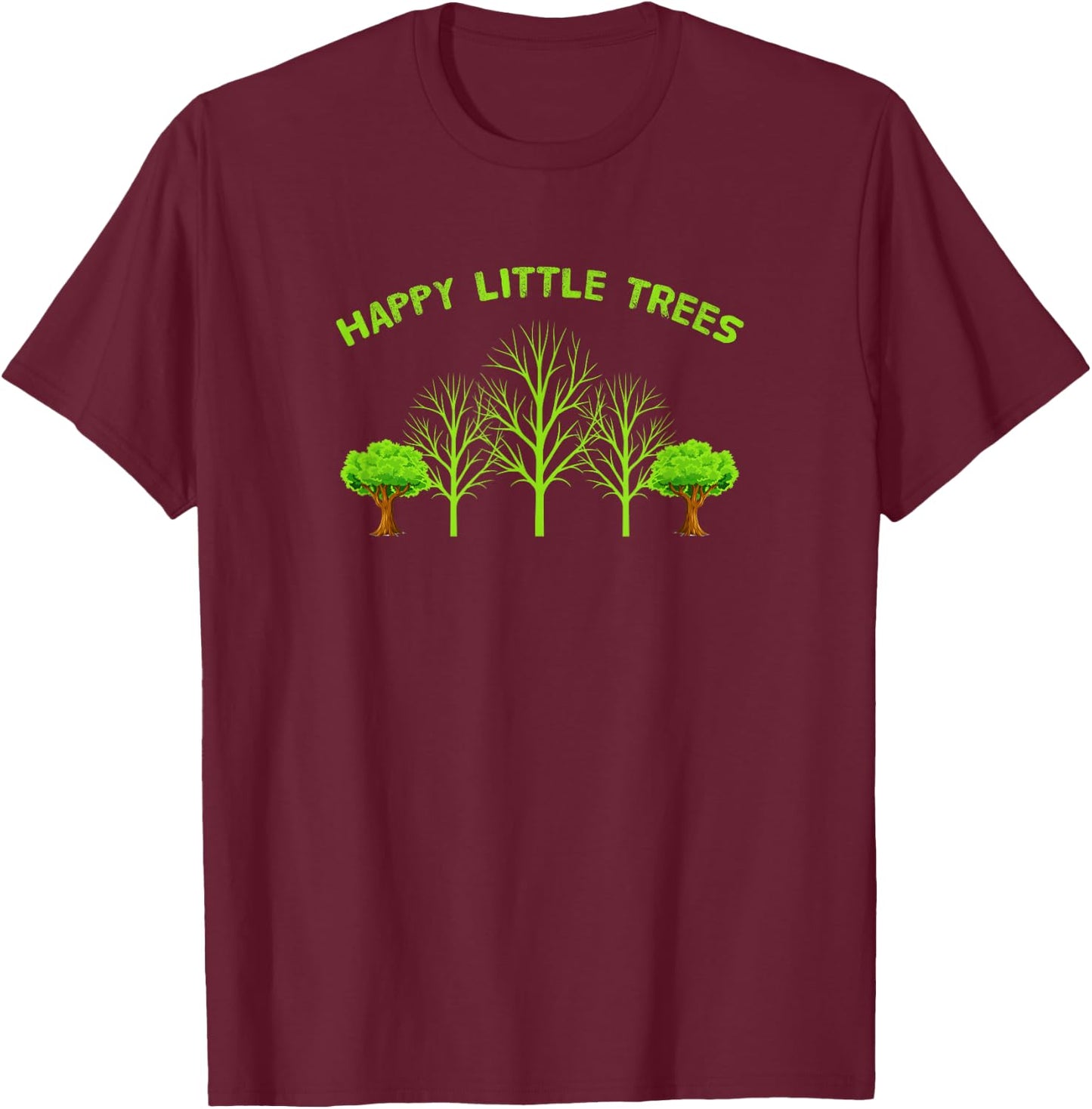 Happy Little Trees T-Shirt - T-Shirt | Maroon